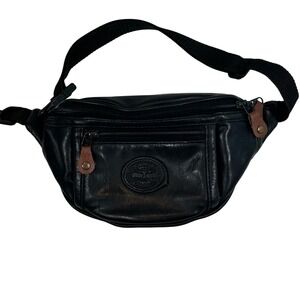 Cypress Woods Vintage 90's Black Faux Leather Fanny Pack Adjustable Waist Bag